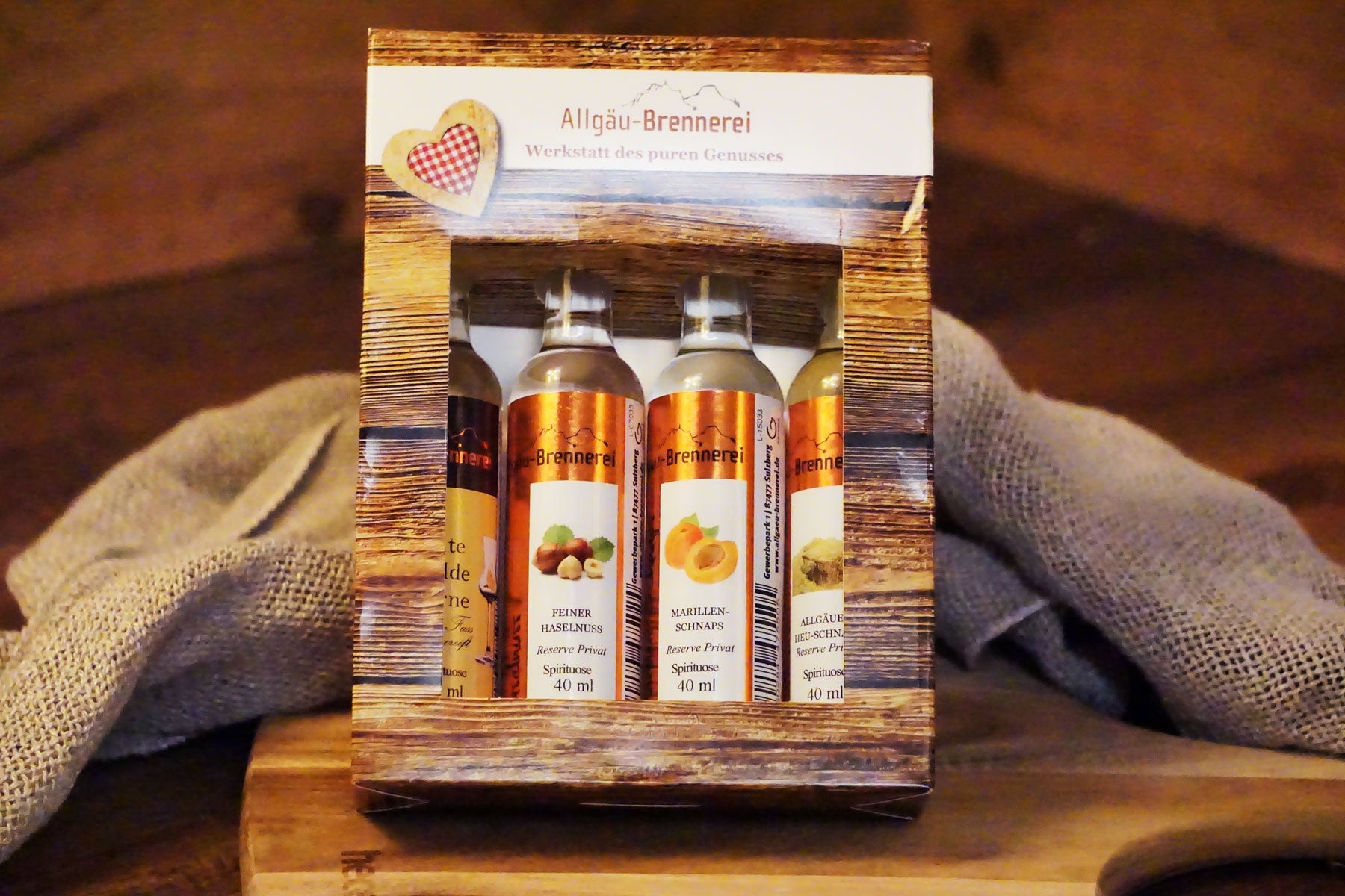 Produktfoto Miniaturset Schnaps Allgäu Brennerei